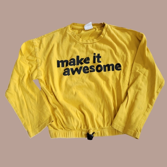 Zara Girls' Marigold Long Sleeve Bungee Cord Slogan Crop Top 7-9Y - Picture 1 of 11